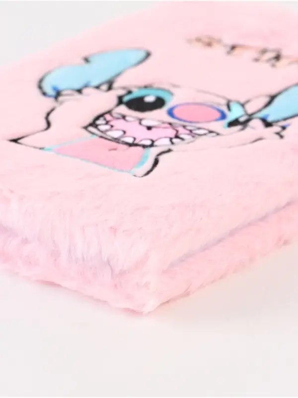 Пушистый блокнот и ручка многоцветная Стич, розовый Пушистый блокнот и ручка многоцветная Стич, розовый