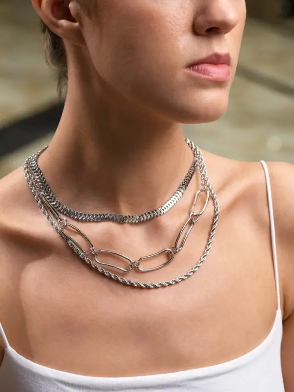 Цепь многослойная &laquo;Три вида&raquo;, железо, 3 яруса, L=30, 32, 40 см, цвет серебро