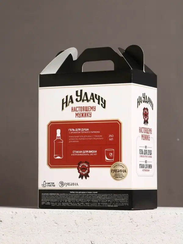 Набор Набор "На удачу", гель для душа виски и стакан с пулей