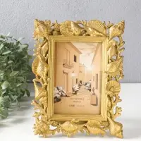 Фоторамка полистоун 10х15 см "Морские ракушки" золото 18,1х2,5х23,2 см