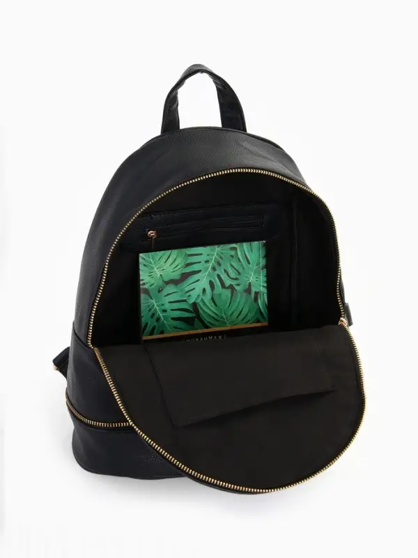 Рюкзак женский на молнии, с карманом, размер 27&times;13.5&times;33 см, чёрный