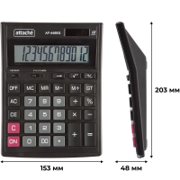 Калькулятор настольный ПОЛНОРАЗМ Attache AF-446BG,12р,дв.п,ч/сер,203x153x48