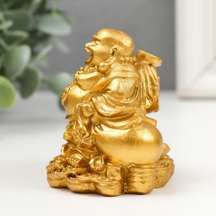 Нэцкэ полистоун золото Нэцкэ полистоун золото "Счастливый хотей" 6,5х5,5х7 см