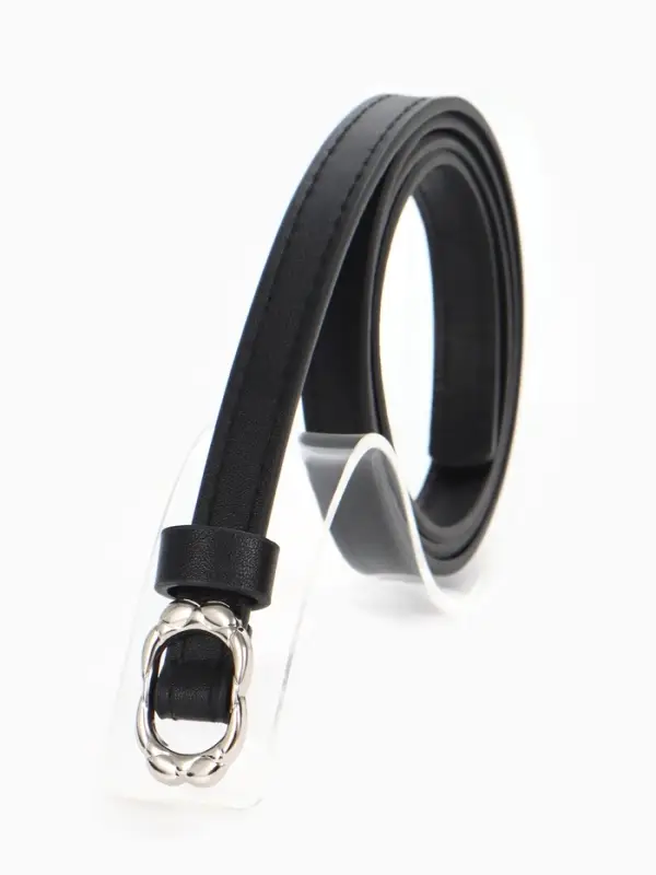 Ремень женский, узкий, 1.4&times;105 см, металлическая пряжка, чёрный