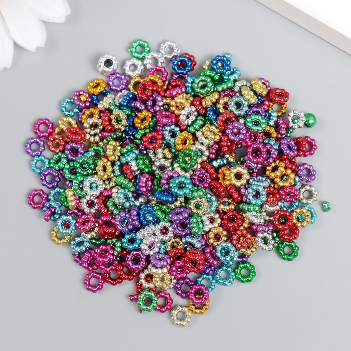 Бусины для творчества пластик Бусины для творчества пластик "Цветочек-горошек" цветные набор 20 гр 0,2х0,6х0,6 см