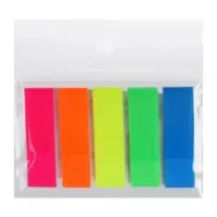 Блок-закладка с липким краем, 5 цветов по 20 штук, 12&times;45 мм, флуоресцентные, пластиковые