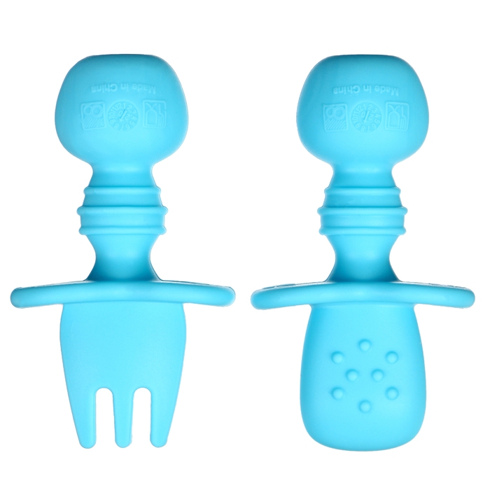 Набор детских столовых приборов, вилка, ложка, цвет голубой Набор детских столовых приборов, вилка, ложка, цвет голубой