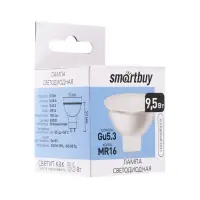 Лампа светодиодная Smartbuy, GU5.3, 9.5 Вт, 6000К, холодный белый свет