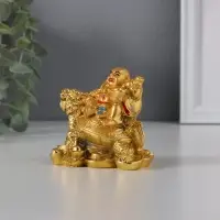 Нэцкэ фигурка &laquo;Хотей на драконочерепахе&raquo;, 7.5&times;7.5 см, под золото
