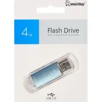 Флешка Smartbuy V-Cut, 4 ГБ, USB 2.0, чтение до 25 Мб/с, запись до 15 Мб/с, синяя