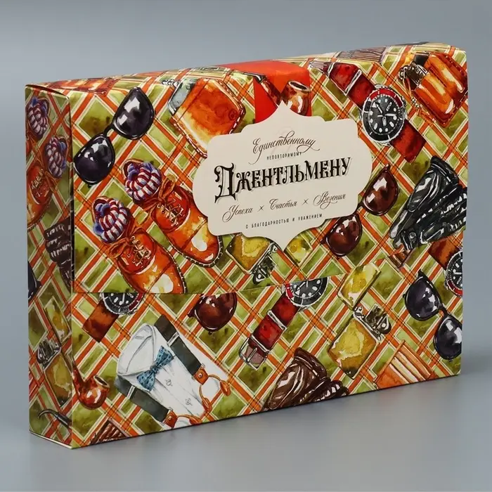 Коробка подарочная складная конверт, упаковка, &laquo;Джентельмен&raquo;, 31&times;22&times;5 см