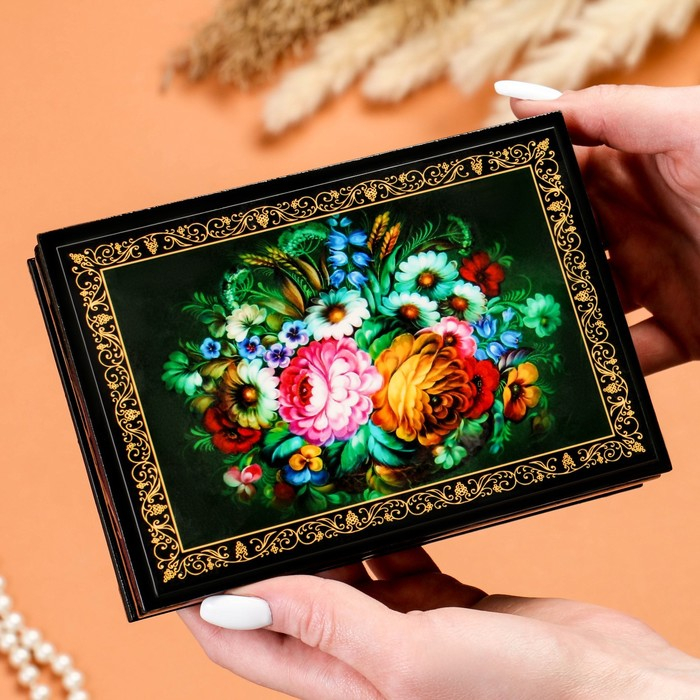 Шкатулка «Цветы», 11×16 см, лаковая миниатюра Шкатулка «Цветы», 11×16 см, лаковая миниатюра