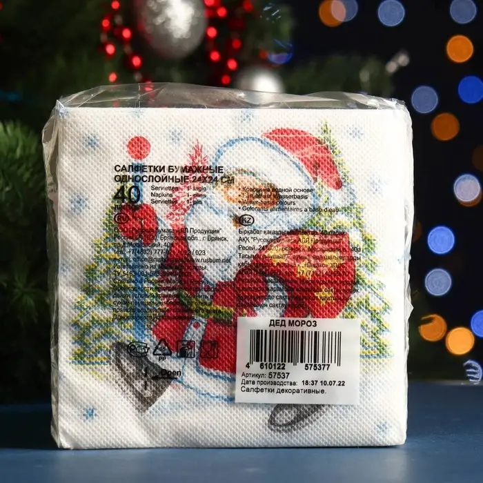 Салфетки новогодние бумажные Desna Design «Дед Мороз» , 1 слой, 24x24 см, 40 шт Салфетки новогодние бумажные Desna Design «Дед Мороз» , 1 слой, 24x24 см, 40 шт