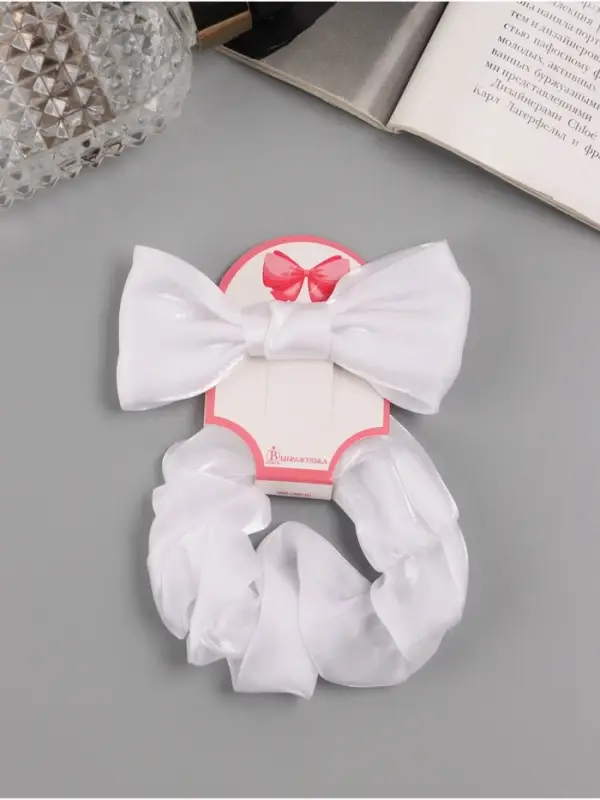 Набор для волос Выбражулька &laquo;Школьница&raquo;, резинка 10 см, зажим 8 см, классик, белый