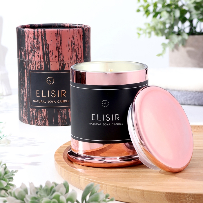 Свеча ароматическая  Свеча ароматическая "Elisir", 9х10,5 см, орхидея, розовое золото