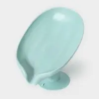 Мыльница со сливом для воды Доляна, на присоске, 12.5&times;9&times;10 см, бирюзовая