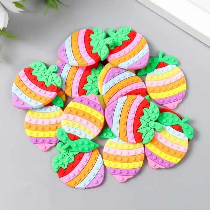 Декор для творчества резина "Клубника и лимон" набор 16 шт 3,5х2,5 см