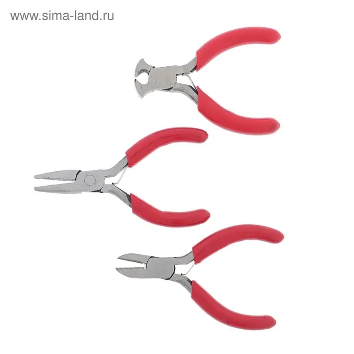 Набор инструментов ЛОМ, бокорезы, длинногубцы, клещи, обрезиненные рукоятки, 80 мм