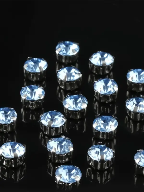 Стразы пришивные «Шатон», круглые, в цапах, d=8 мм, 20 шт., голубые