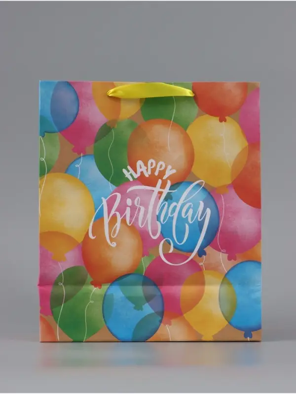Пакет подарочный крафтовый, упаковка, &laquo;Happy birthday&raquo;, ML 27&times;23&times;11.5 см