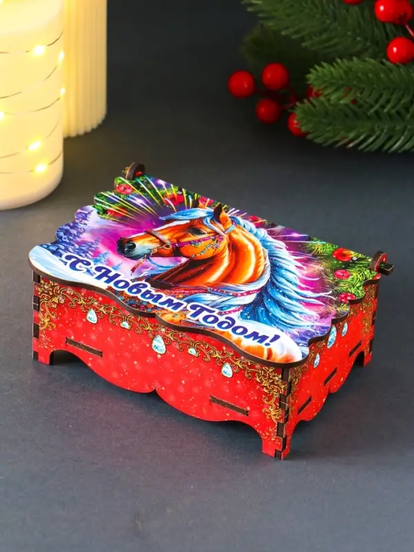 Шкатулка новогодняя "С Новым Годом" 14х9,3х6 см