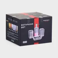 Набор для ванной &laquo;Кристалл&raquo;, 4 предмета, дозатор, 2 стакана, мыльница