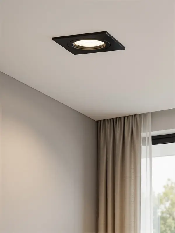 Светильник встраиваемый под лампу MR-16, поворотный, квадратный, металлический, чёрный