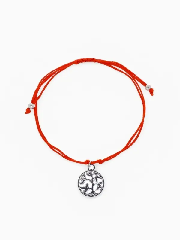 Браслет-оберег &laquo;Красная нить&raquo;, денежное дерево, цвет чернёное серебро, 20 см