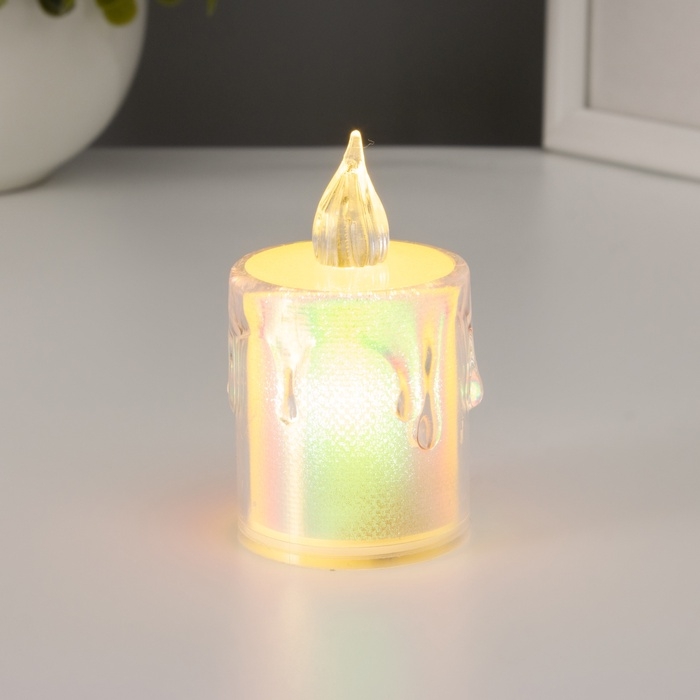 Светодиодная свеча, ночник LED RISALUX «Радужная», 0.3 Вт, 3.5×3.5×6.5 см Светодиодная свеча, ночник LED RISALUX «Радужная», 0.3 Вт, 3.5×3.5×6.5 см