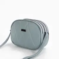 Сумка женская кросс-боди на молнии, 19&times;7&times;15 см, со стёжкой, серо-синяя