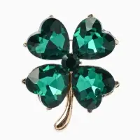 Брошь &laquo;Клевер&raquo;, цвет изумрудный в золоте