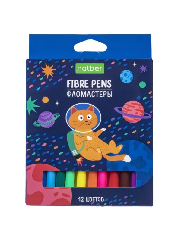 Фломастеры 12цв, Hatber, ЭКО, Космос, карт.уп, европодвес 77346