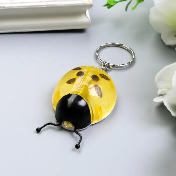 Фонарик брелок для ключей на кольце «Божья коровка», МИКС