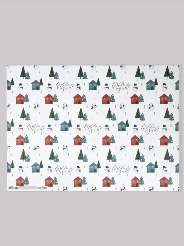 Бумага упаковочная новогодняя крафтовая &laquo;Снеговики&raquo;, 50&times;70 см