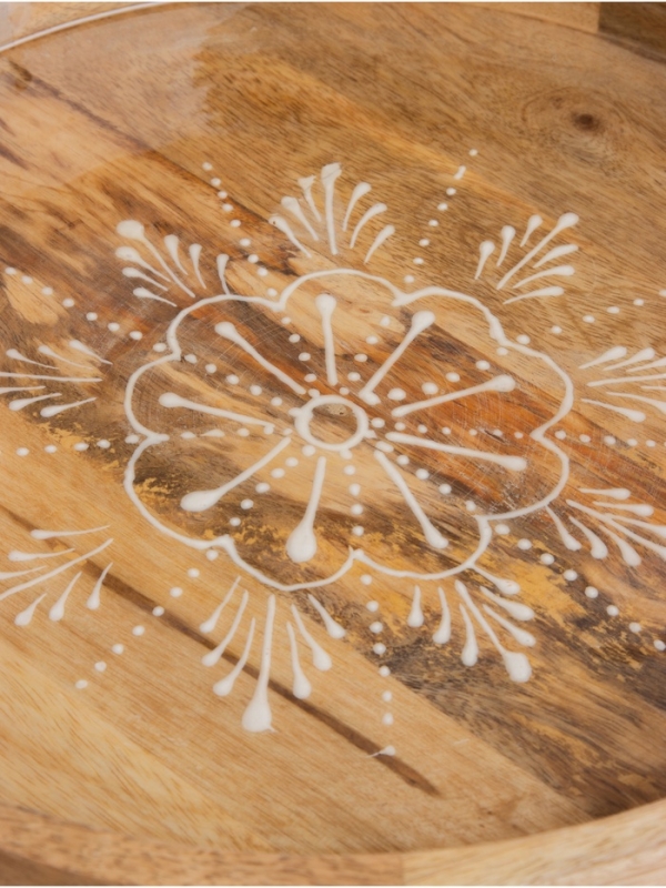 Поднос круглый с бортиками Поднос круглый с бортиками "Пряник" дерево манго 35х35х6,5 см