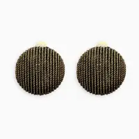 Клипсы "Винтаж" круг рубчик, цвет чернёное золото Клипсы "Винтаж" круг рубчик, цвет чернёное золото