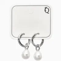 Серьги жемчуг "Бусина на ножке", цвет белый в серебре