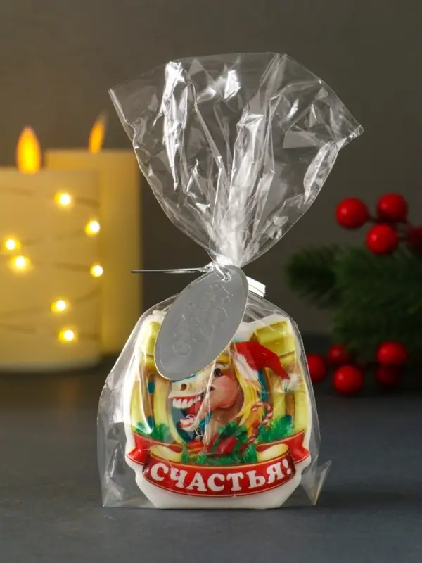 Свеча новогодняя "Подкова. Счастья" 6х2,8х6 см