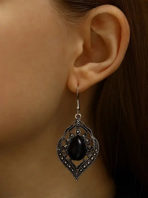 Серьги ассорти &laquo;Капля&raquo; изящность, ажурная, цвет чёрный в чернёном серебре