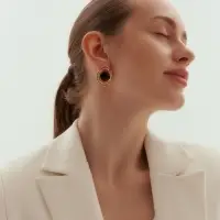 Серьги &laquo;Гипноз&raquo;, чёрные в золоте