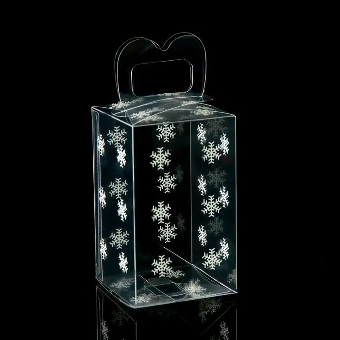 Коробка подарочная новогодняя складная ПВХ «Снежинки» 6×6×10 см Коробка подарочная новогодняя складная ПВХ «Снежинки» 6×6×10 см