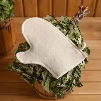 Набор для бани с принтом &laquo;Самому лучшему банщику&raquo;, 3 предмета: шапка, коврик, рукавица, полиэфир, светлый, &laquo;Банная забава&raquo;