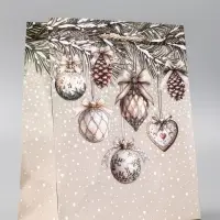 Пакет подарочный новогодний ламинированный, &laquo;Новогодние игрушки&raquo;, 18&times;10&times;22.3 см