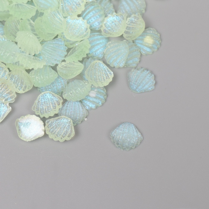 Декор для творчества акрил Декор для творчества акрил "Ракушка" зелёный, светится в темноте набор 100 шт 0,9х1 см