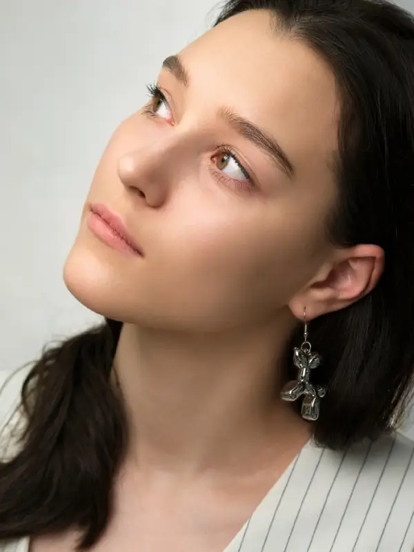 Серьги металл &laquo;Собачка&raquo;, из воздушного шара, цвет серебро