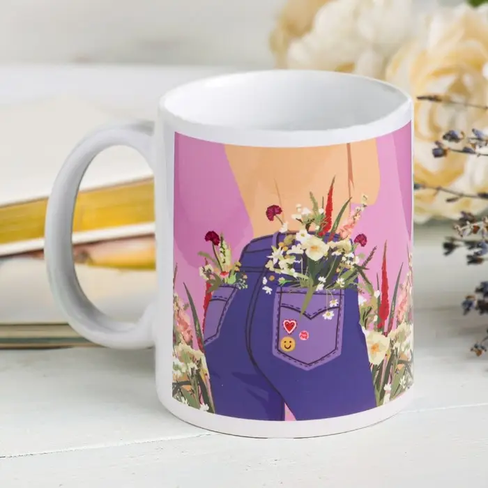 Кружка чайная керамическая "Расцветай" девушка, 320 мл