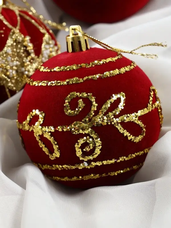 Набор шаров пластик d-8 см, 9 шт Набор шаров пластик d-8 см, 9 шт "Бархат. Фестиваль" феерия, красный