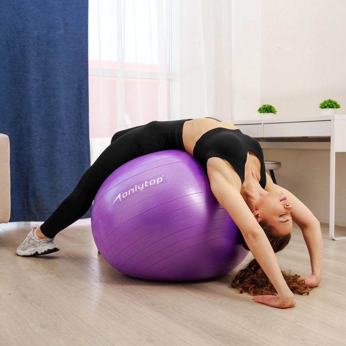 Фитбол ONLYTOP, d=85 см, 1400 г, антивзрыв, цвет фиолетовый Фитбол ONLYTOP, d=85 см, 1400 г, антивзрыв, цвет фиолетовый