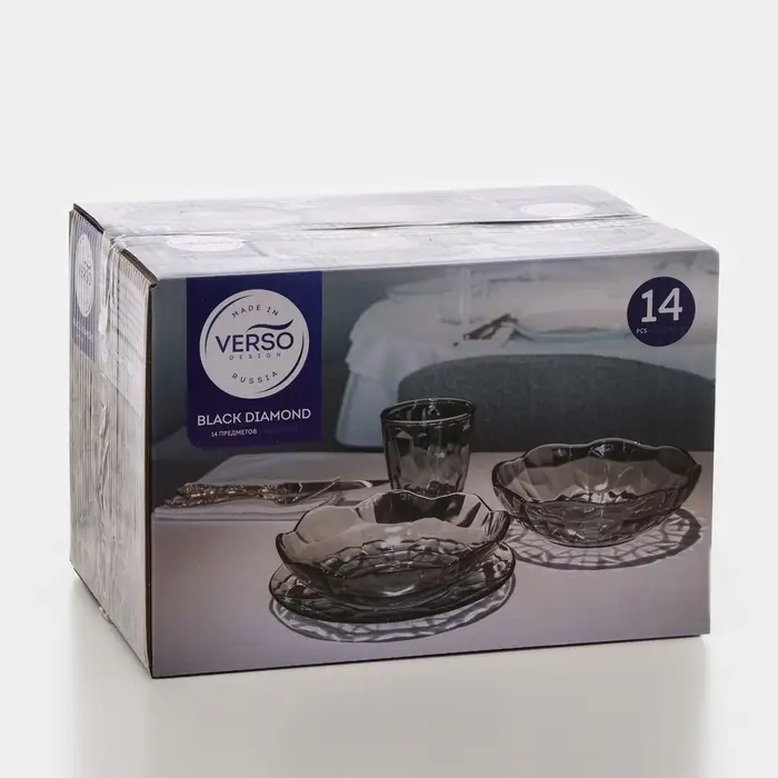 Набор стеклянной посуды BLACK DIAMOND, 14 предметов Набор стеклянной посуды BLACK DIAMOND, 14 предметов