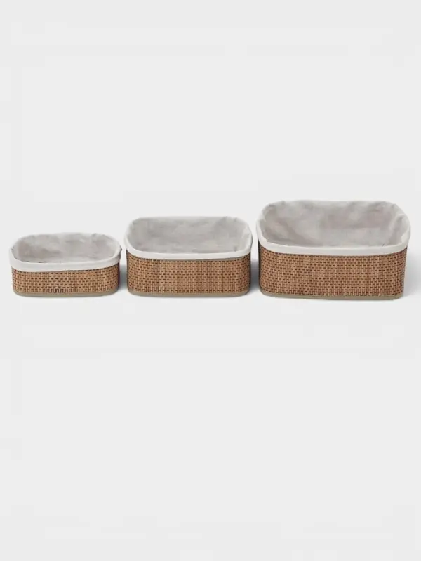 Корзины для хранения Naturel, прямоугольные, 3 шт.: от 22&times;12&times;8 см до 30&times;20&times;12 см